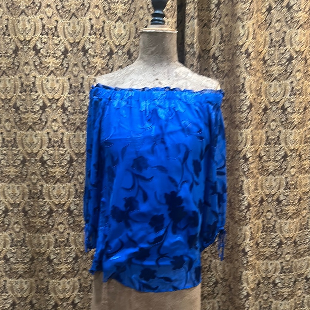 Blue Floral Off-Shoulder Women's Top